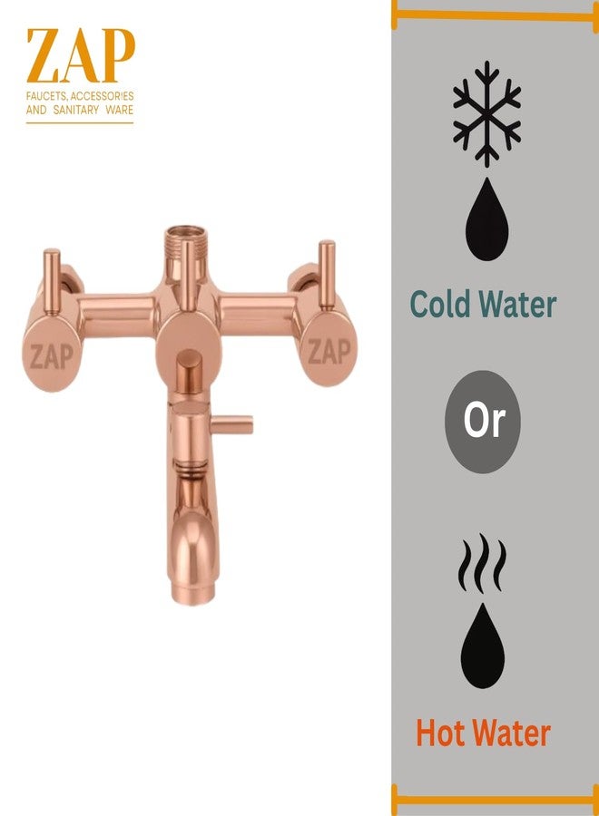 ZAP Elixir 3-in-1 Full Brass Wall Mixer for Bathroom | Rose Gold Finish | Rust Resistant & Durable Tap | Provision for Overhead Shower and Long Bend Pipe | Stylish Bathroom Fitting - Image 5